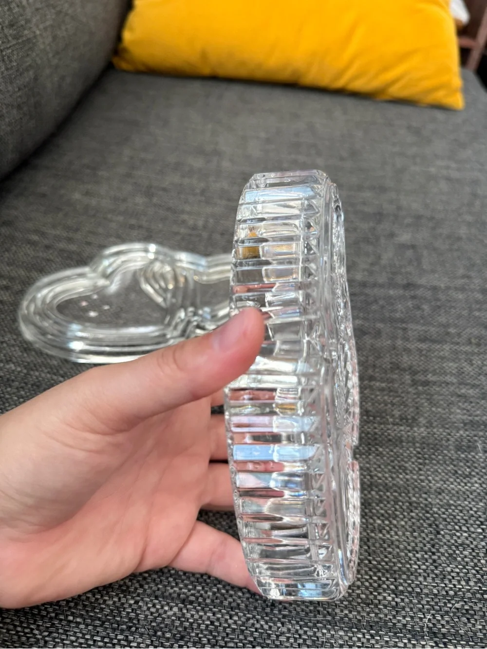 Clear Heart-Shaped Glass Trinket Dish - Clear vintage